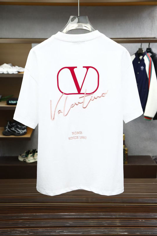 VALENTINO EMBROIDERY AND VLOGO SIGNATURE PRINT COTTON T-SHIRT
