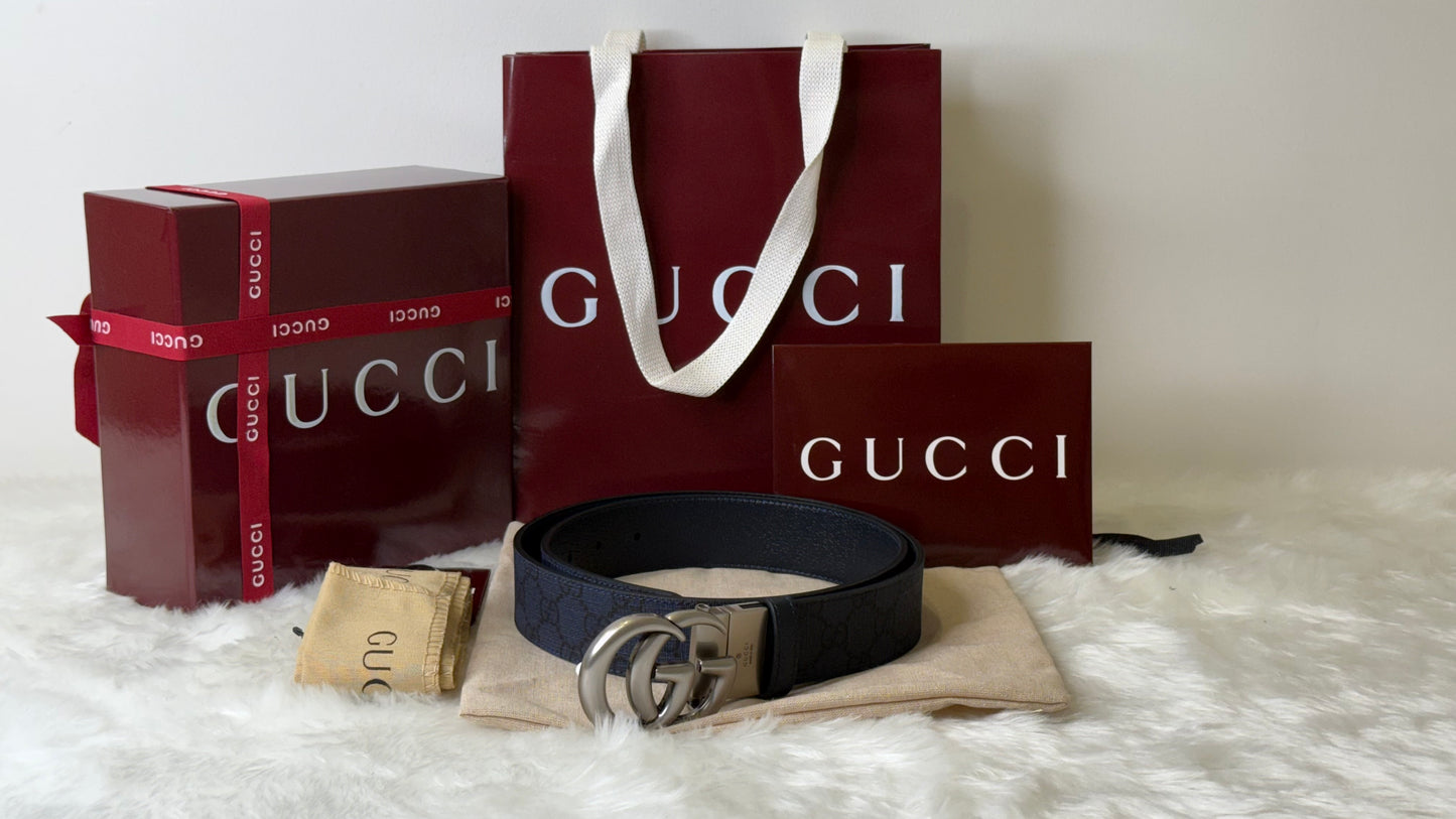 GG Marmont Reversible Belt (Blue)