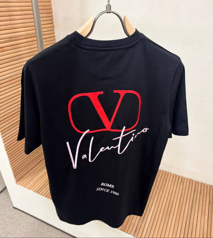 VALENTINO EMBROIDERY AND VLOGO SIGNATURE PRINT COTTON T-SHIRT