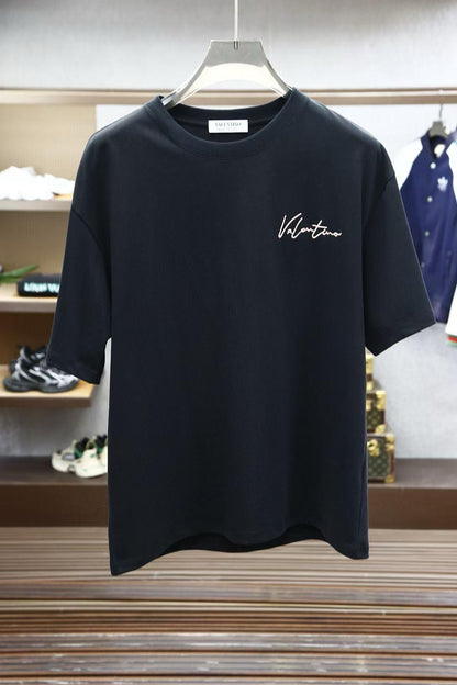 VALENTINO EMBROIDERY AND VLOGO SIGNATURE PRINT COTTON T-SHIRT