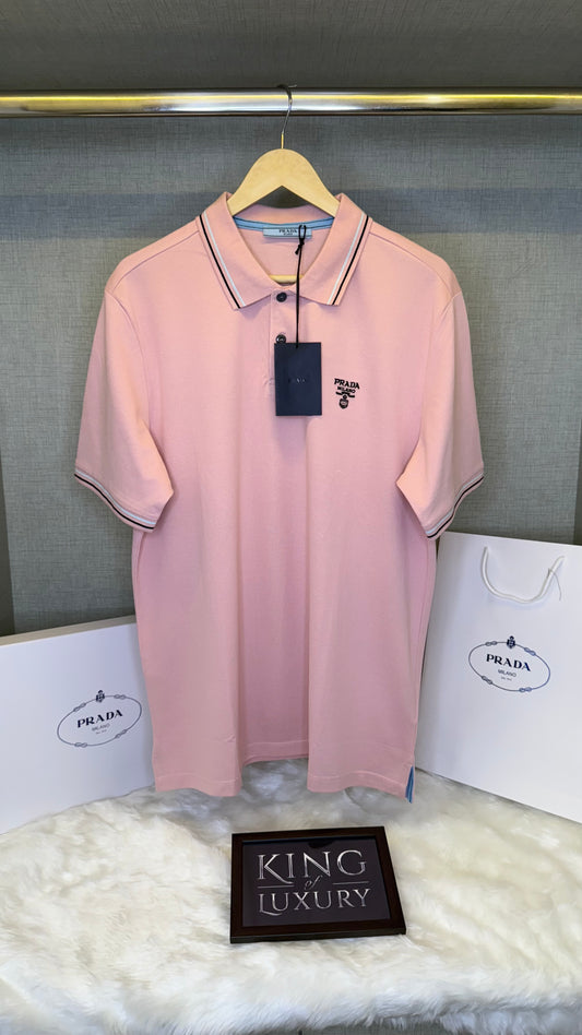 Men's Cotton Pique Polo Shirt-Pink T-Shirt